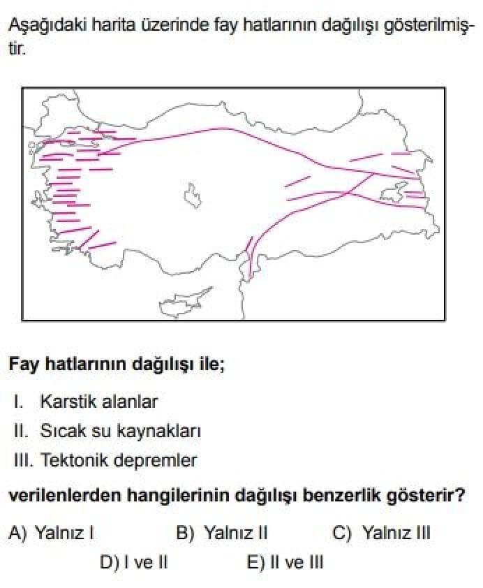 10. Sınıf Coğrafya Test 11 Türkiye’nin Yer Şekillerinin Temel Özellikleri - Soru 11