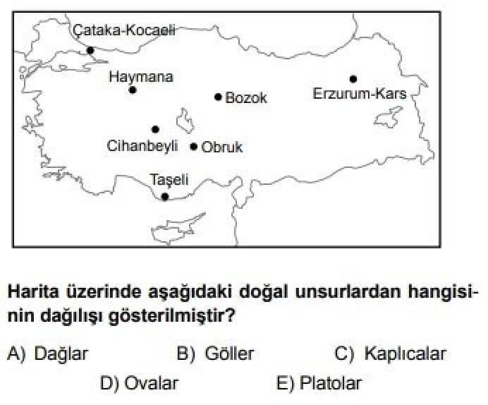 10. Sınıf Coğrafya Test 12 Türkiye’nin Dağları, Ovaları ve Platoları - Soru 8