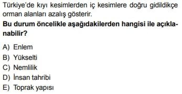 10. Sınıf Coğrafya Test 17 Türkiye’nin Bitki Varlığı - Soru 3