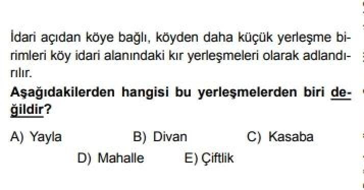 10. Sınıf Coğrafya Test 20 Türkiye’de Yerleşmelerin Özellikleri - Soru 2