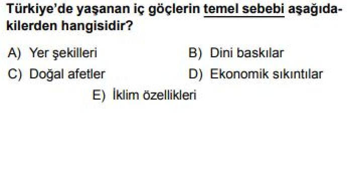 10. Sınıf Coğrafya Test 22 Türkiye’de Nüfus Hareketleri - Soru 7