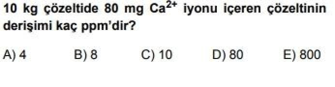 10. Sınıf Kimya Test 9 Karışımlar – 3 - Soru 4