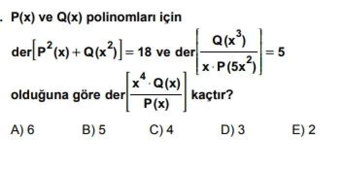 10. Sınıf Matematik Test 18 Polinomlar -1 - Soru 12