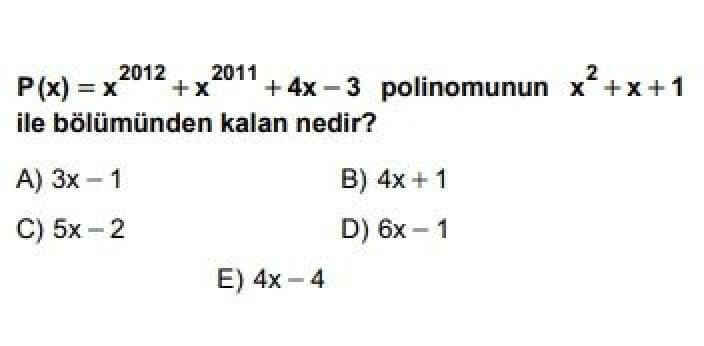 10. Sınıf Matematik Test 19 Polinomlar -2 - Soru 12