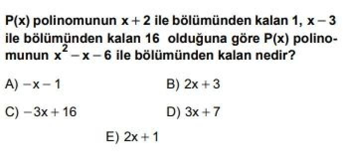 10. Sınıf Matematik Test 19 Polinomlar -2 - Soru 5