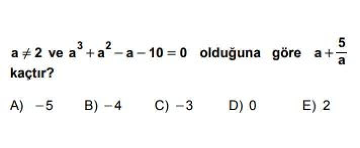 10. Sınıf Matematik Test 21 Polinomlar – 4 - Soru 6