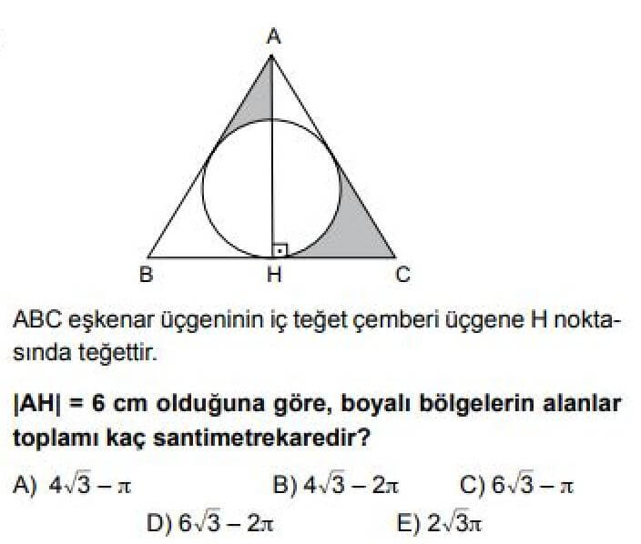 10. Sınıf Matematik Test 23 Çember ve Daire -2 - Soru 11