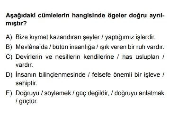 10. Sınıf Türk Dili ve Edebiyatı Test 17 Cümlenin Ögeleri -2 - Soru 3
