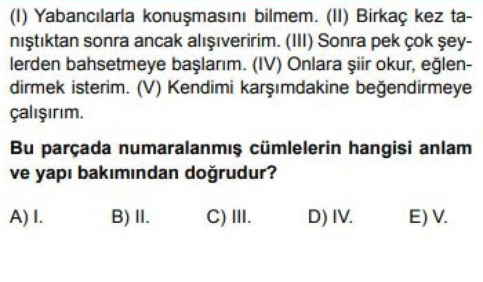 10. Sınıf Türk Dili ve Edebiyatı Test 23 Anlatım Bozukluğu -2 - Soru 1