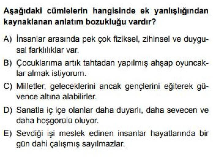 10. Sınıf Türk Dili ve Edebiyatı Test 23 Anlatım Bozukluğu -2 - Soru 5