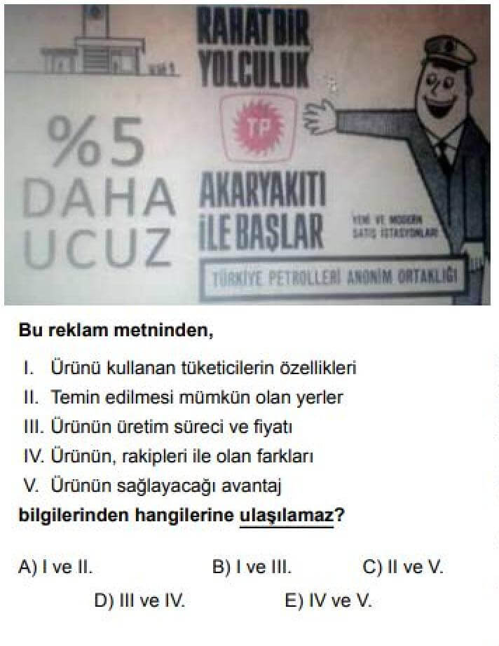 10. Sınıf Türk Dili ve Edebiyatı Test 24 Haber / Reklam - Soru 1