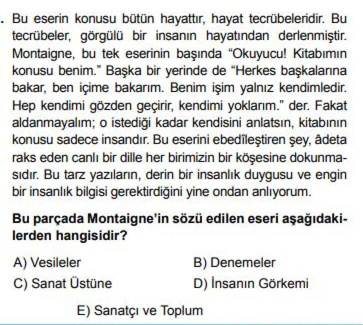 10. Sınıf Türk Dili ve Edebiyatı Test 25 Deneme - Soru 10