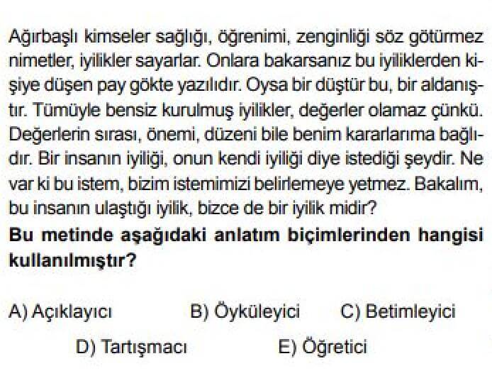 10. Sınıf Türk Dili ve Edebiyatı Test 25 Deneme - Soru 2