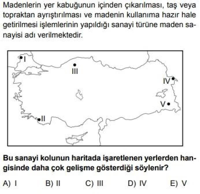 11. Sınıf Coğrafya Test 13 Türkiye’de Madenler - Soru 7