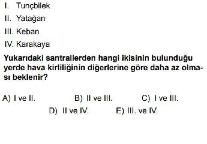 11.Sınıf Coğrafya Test 14 Türkiye’nin Enerji Kaynakları - Soru 1
