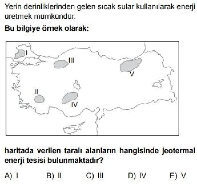 11.Sınıf Coğrafya Test 14 Türkiye’nin Enerji Kaynakları - Soru 6