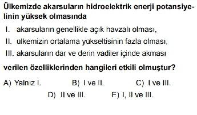 11.Sınıf Coğrafya Test 14 Türkiye’nin Enerji Kaynakları - Soru 7