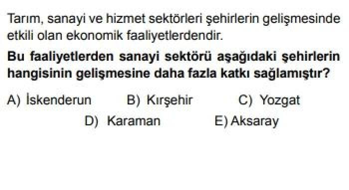 11.Sınıf Coğrafya Test 15 Türkiye’de Sanayi - Soru 8