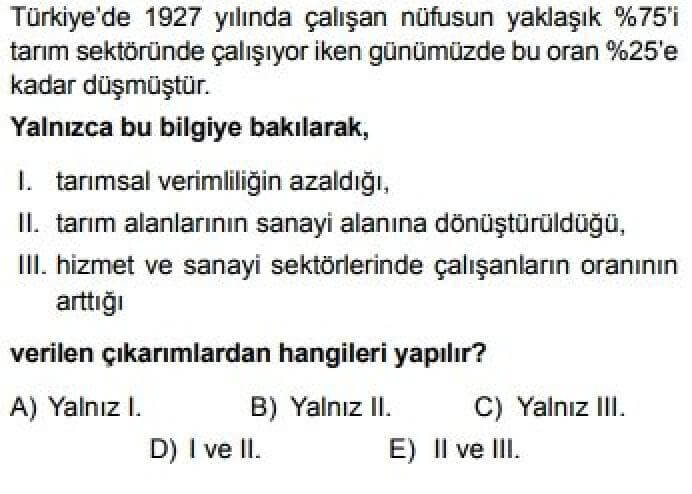 11. Sınıf Coğrafya Test 9 Türkiye Ekonomisini Etkileyen Faktörler - Soru 6