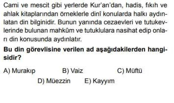 11. Sınıf Din Kültürü ve Ahlak Bilgisi Test 20 Atatürk ve Cumhuriyet Dönemi Din Hizmetleri – 1 - Soru 1