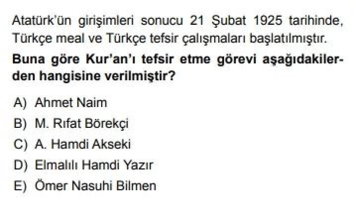 11. Sınıf Din Kültürü ve Ahlak Bilgisi Test 21 Atatürk ve Cumhuriyet Dönemi Din Hizmetleri – 2 - Soru 9
