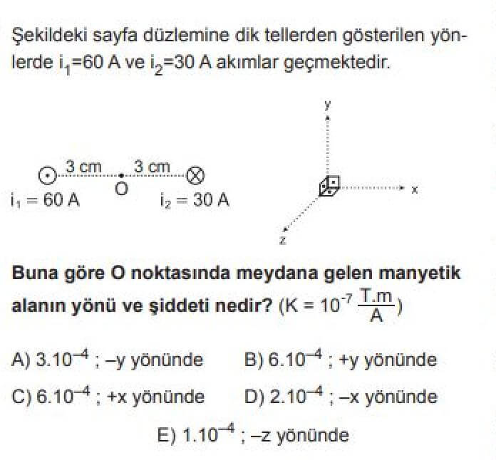 11. Sınıf Fizik Test 19 Manyetizma ve Elektromanyetik İndüklenme – 1 - Soru 2