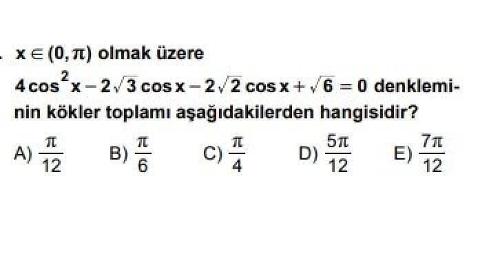 11. Sınıf Matematik İleri Düzey Test 16 Trigonometri -6 - Soru 12