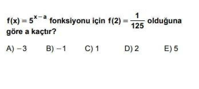 11. Sınıf Matematik İleri Düzey Test 17 Üstel ve Logaritmik Fonksiyonlar – 1 - Soru 3