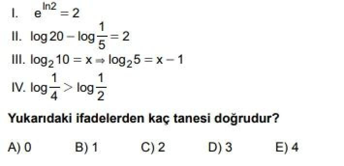 11. Sınıf Matematik İleri Düzey Test 19 Üstel ve Logaritmik Fonksiyonlar – 3 - Soru 10
