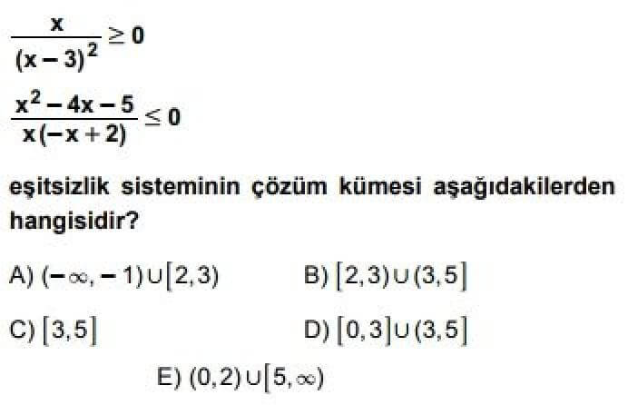 11. Sınıf Matematik(İleri Düzey) Test 10 Denklem ve Eşitsizlik Sistemleri – 6 - Soru 8