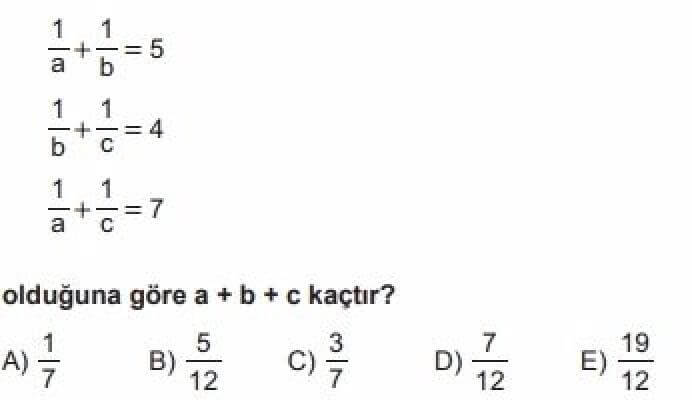 11. Sınıf Matematik(İleri Düzey) Test 5 Denklem ve Eşitsizlik Sistemleri – 1 - Soru 12