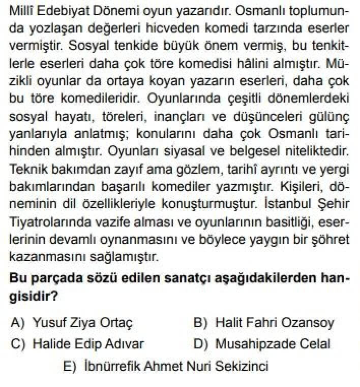 11. Sınıf Türk Dili ve Edebiyatı Test 23 Anlatmaya Bağlı Edebî Metinler - Soru 6