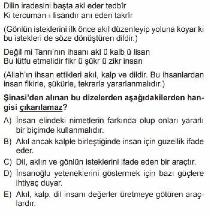 11. Sınıf Türk Edebiyatı Test 4 Tanzimat Edebiyatı – Coşku ve Heyecanı Dile Getiren Metinler - Soru 3