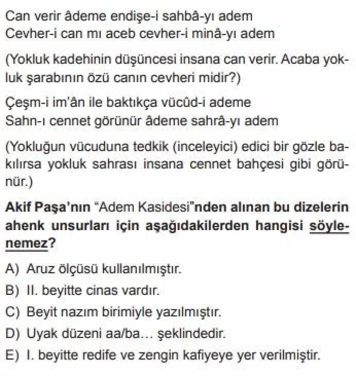 11. Sınıf Türk Edebiyatı Test 4 Tanzimat Edebiyatı – Coşku ve Heyecanı Dile Getiren Metinler - Soru 7