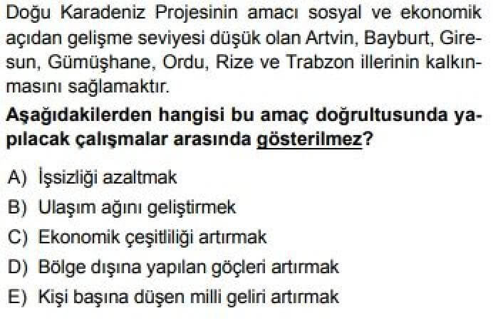 12. Sınıf Coğrafya Test 14 Türkiye’nin Bölgesel Kalkınma Planları - Soru 4