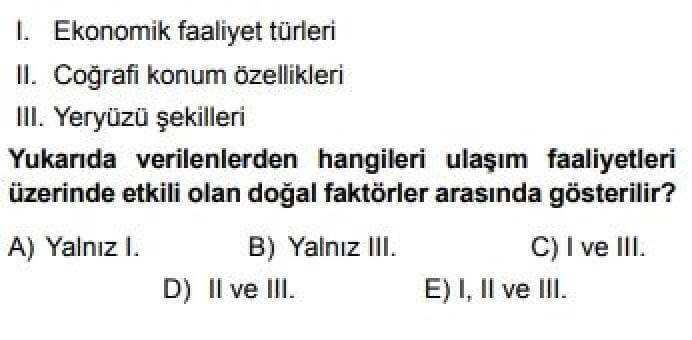 12. Sınıf Coğrafya Test 9 Türkiye’de Ulaşım Sistemlerinin Gelişimi - Soru 12