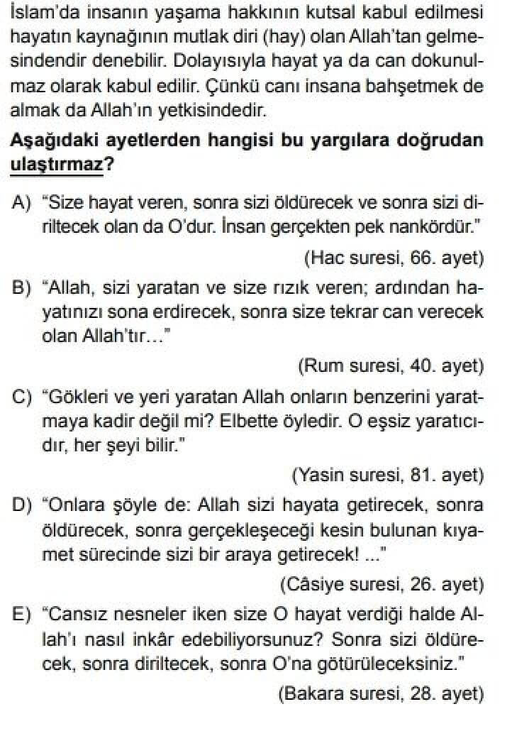 12. Sınıf Din Kültürü ve Ahlak Bilgisi Test 17 İslam ve Barış -2 - Soru 7