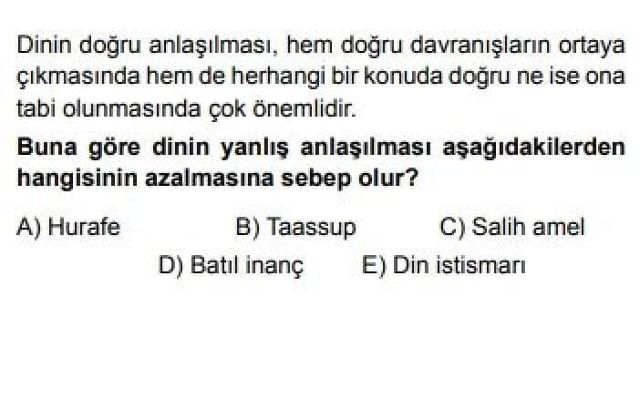 12. Sınıf Din Kültürü ve Ahlak Bilgisi Test 19 Atatürk ve Din Öğretimi - Soru 2