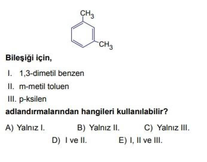12. Sınıf Kimya Test 13 Organik Bileşikler – 4 - Soru 2
