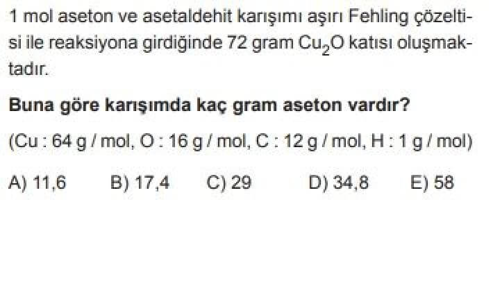 12. Sınıf Kimya Test 15 Organik Bileşikler -6 - Soru 4