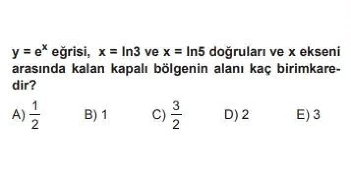 12. Sınıf Matematik İleri Düzey Test 14 Belirli İntegral Uygulamaları - Soru 3