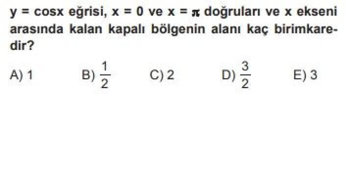 12. Sınıf Matematik İleri Düzey Test 14 Belirli İntegral Uygulamaları - Soru 4