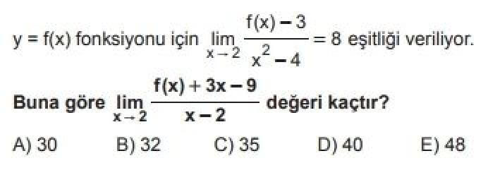 12. Sınıf Matematik(İleri Düzey) Test 1 Limit – 1 - Soru 11