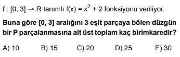 12. Sınıf Matematik(İleri Düzey) Test 10 Belirli İntegral – 1 - Soru 3