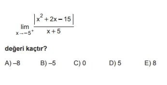 12. Sınıf Matematik(İleri Düzey) Test 2 Limit – 2 - Soru 3