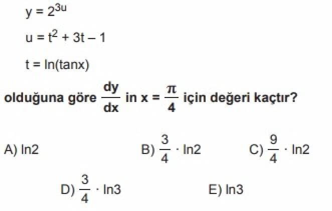 12. Sınıf Matematik(İleri Düzey) Test 5 Türev 2 - Soru 11