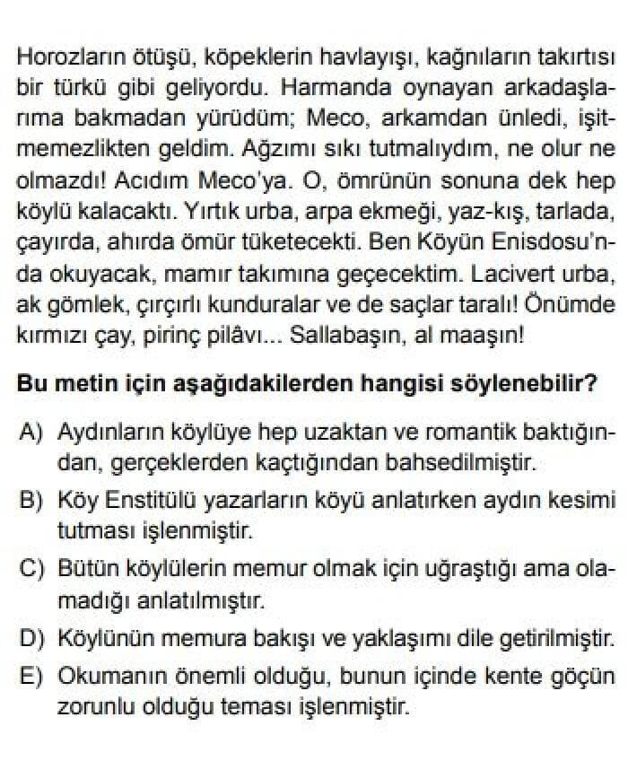 12. Sınıf Türk Edebiyatı Test 20 Toplumcu Gerçekçi Eserler - Soru 6