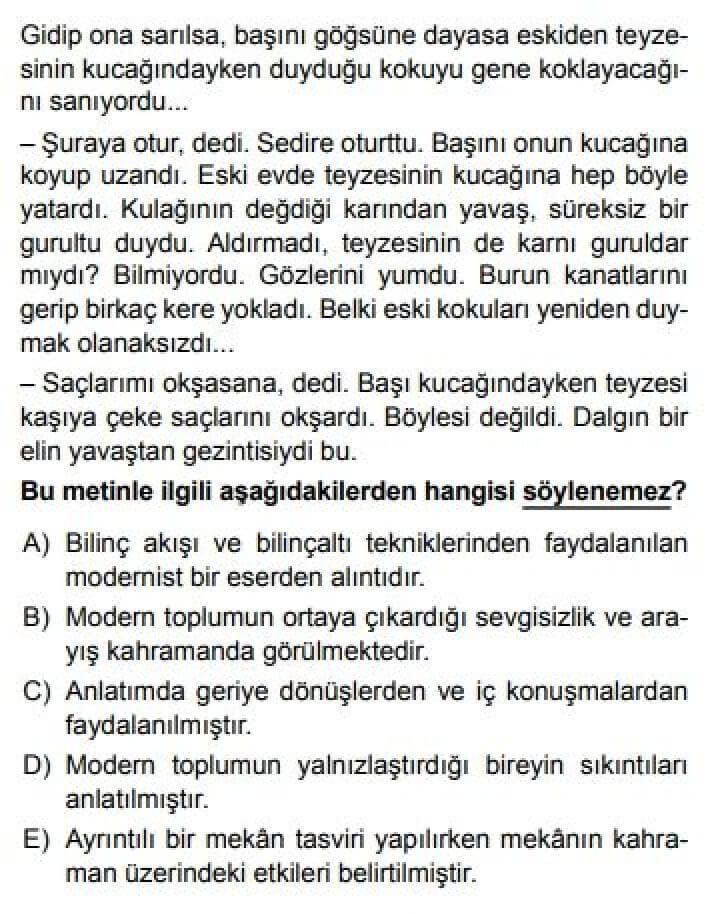 12. Sınıf Türk Edebiyatı Test 22 Modernizmi Esas Alan Eserler - Soru 7
