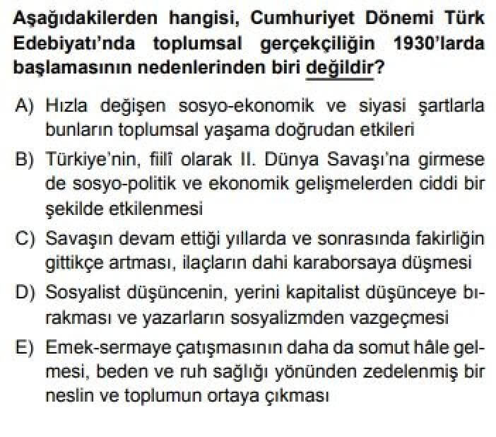 12. Sınıf Türk Edebiyatı Test 24 Cumhuriyet Dönemi Türk Edebiyatı’nın Genel Özellikleri - Soru 6