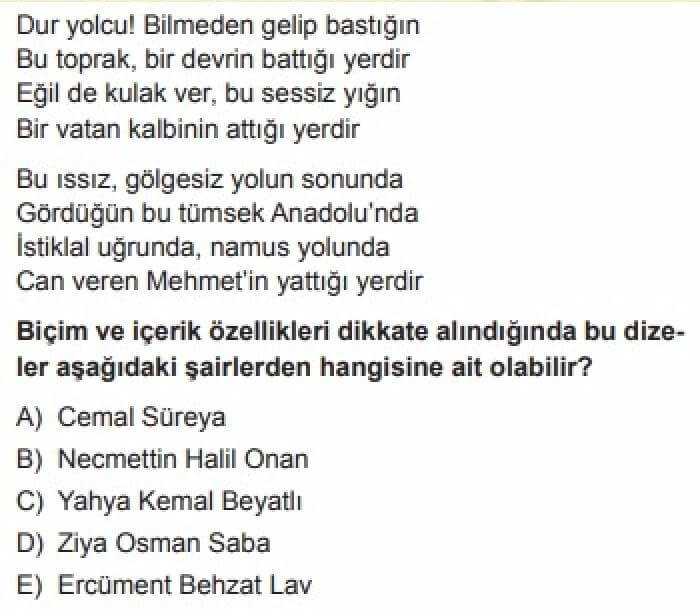 12.Sınıf Türk Edebiyatı Test 7  - Soru 10